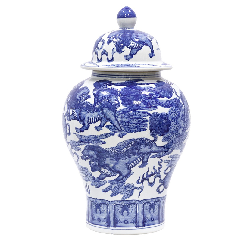 Ваза Blue White Chinese Dragon Vase Синий Белый в Перми | Loft Concept 