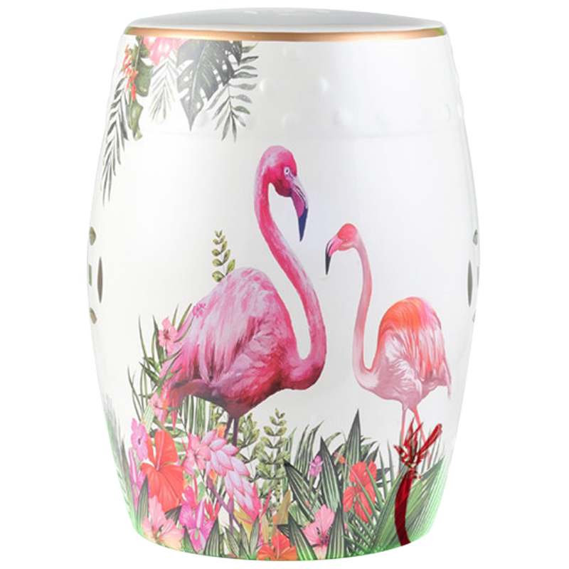 Керамический табурет Flamingo Tropical Animal Ceramic Stool White Белый Розовый Зеленый в Перми | Loft Concept 