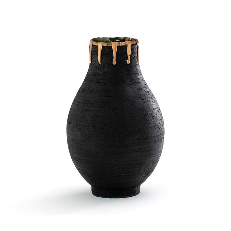 Ваза Ceramic Vase & Rattan D20 Черный в Перми | Loft Concept 