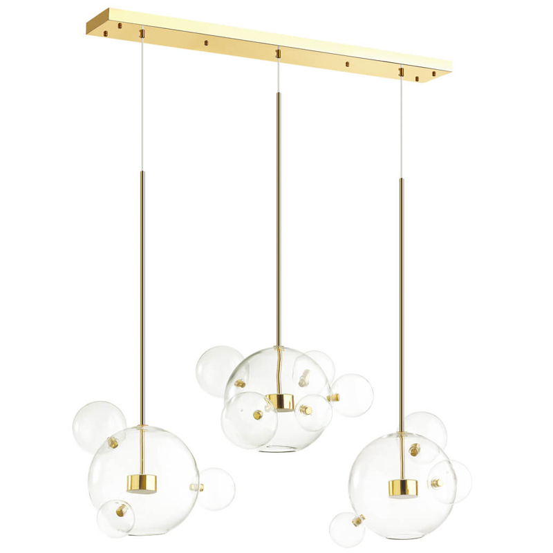 Люстра Transparent Bubble Chandelier Gold Line Глянцевое золото Прозрачный в Перми | Loft Concept 