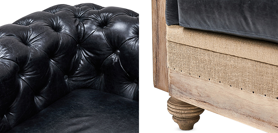 Диван Deconstructed Chesterfield Sofa double Black leather Диван Deconstructed Chesterfield Sofa double Black leather - Loft-Concept в Перми