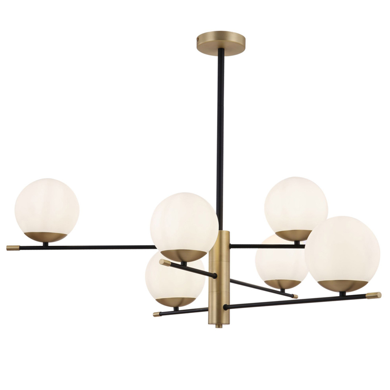 Светильник Spike Six Balls Hanging Lamp матовое золото Прозрачный белый в Перми | Loft Concept 