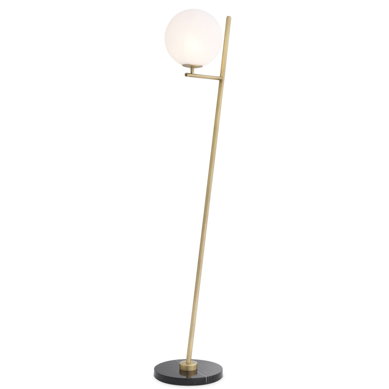 Торшер Eichholtz Floor Lamp Flynn Brass Латунь Античная полированная Белый Черный Мрамор Nero в Перми | Loft Concept 