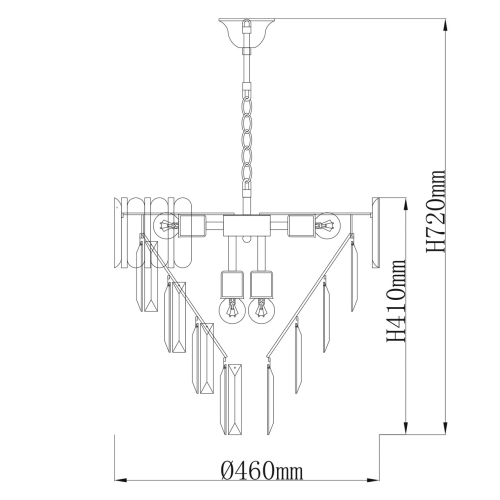 Люстра из черного металла с многоярусными подвесками из прозрачного хрусталя на золотой цепи Empire Black Chandelier Crystal в Перми