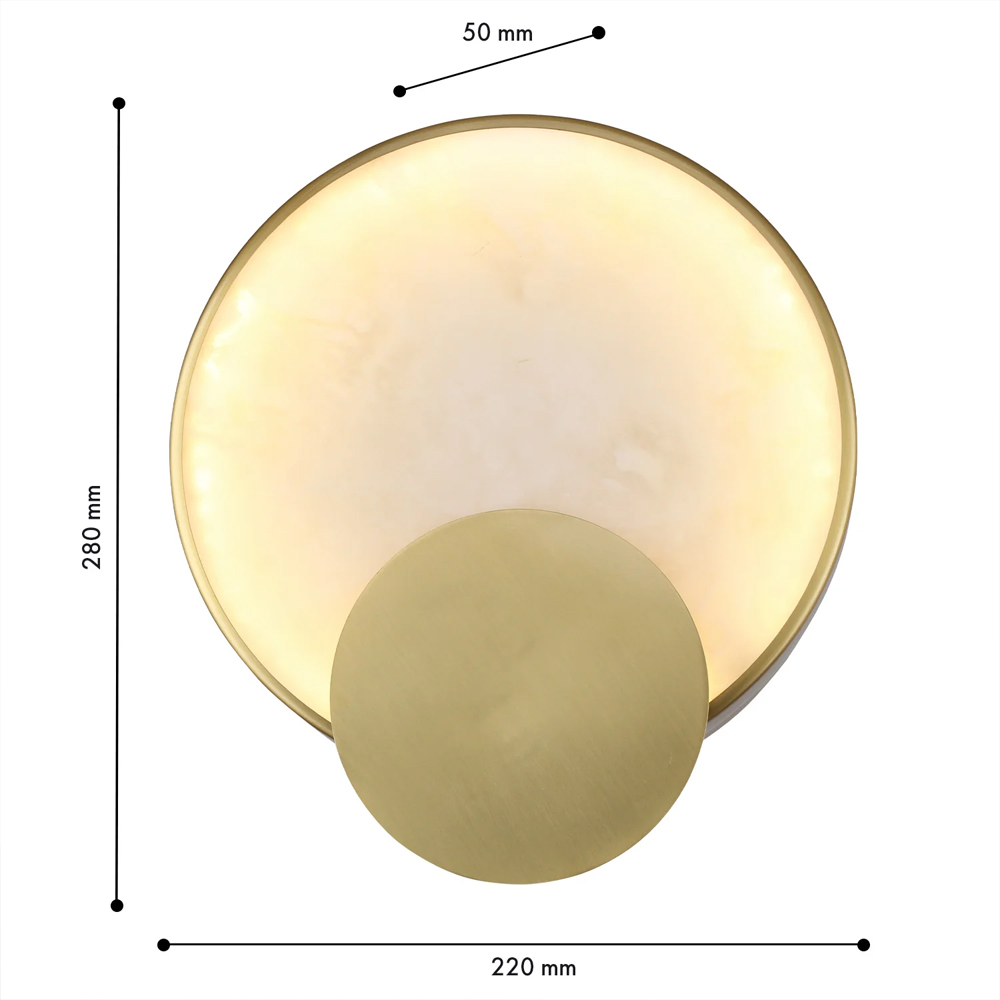Бра в форме диска из бежевого алебастра Cryptocrystalline Stone в Перми