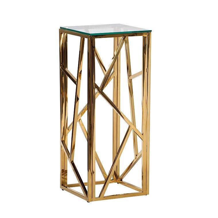 Подставка Serene Furnishing Gold Clear Glass Top stand Прозрачное Стекло Золотой в Перми | Loft Concept 