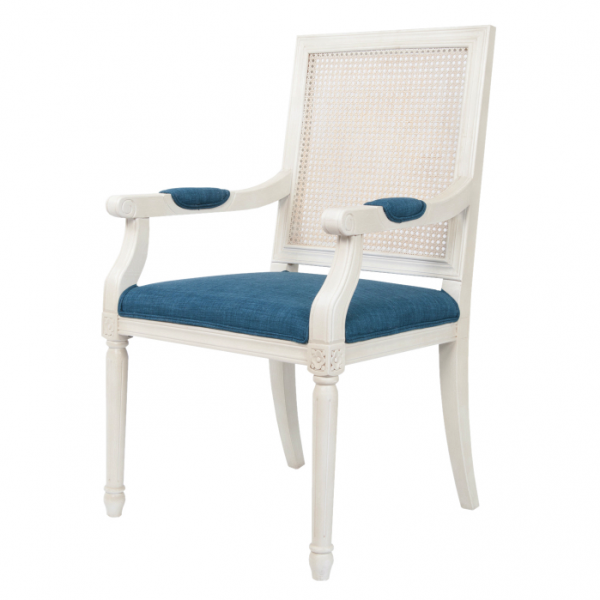 Стул French chairs Provence Garden White ArmChair Белый Темно-синий в Перми | Loft Concept 