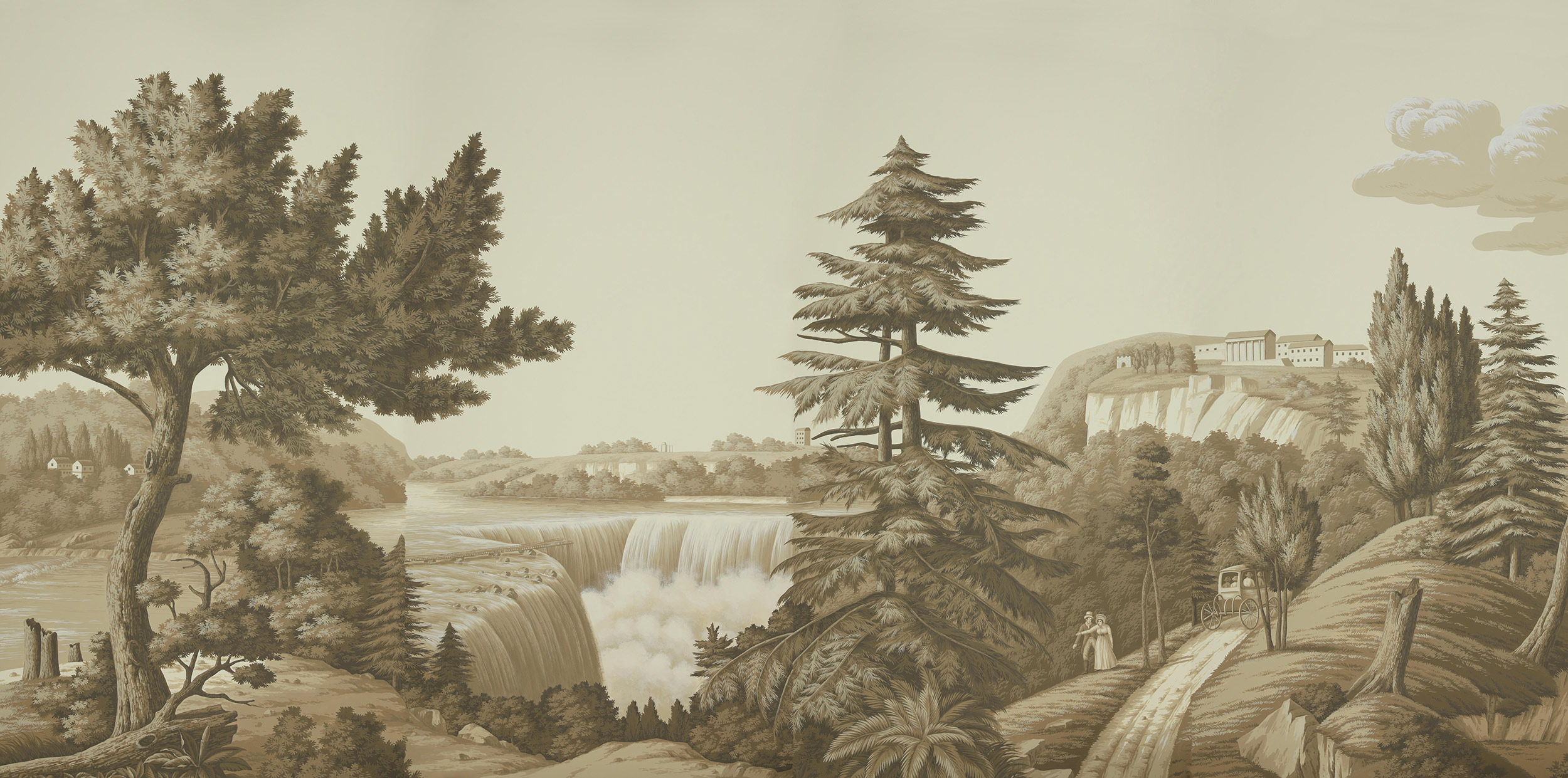 Обои ручная роспись North American River Views Sepia on scenic paper Обои ручная роспись North American River Views Sepia on scenic paper - постер Loft-Concept в Перми