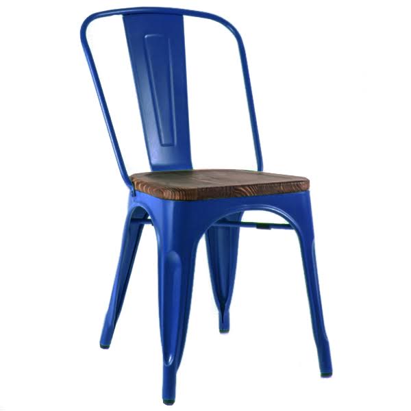 Кухонный стул Tolix Chair Wood Blue Синий Синий Коричневый в Перми | Loft Concept 