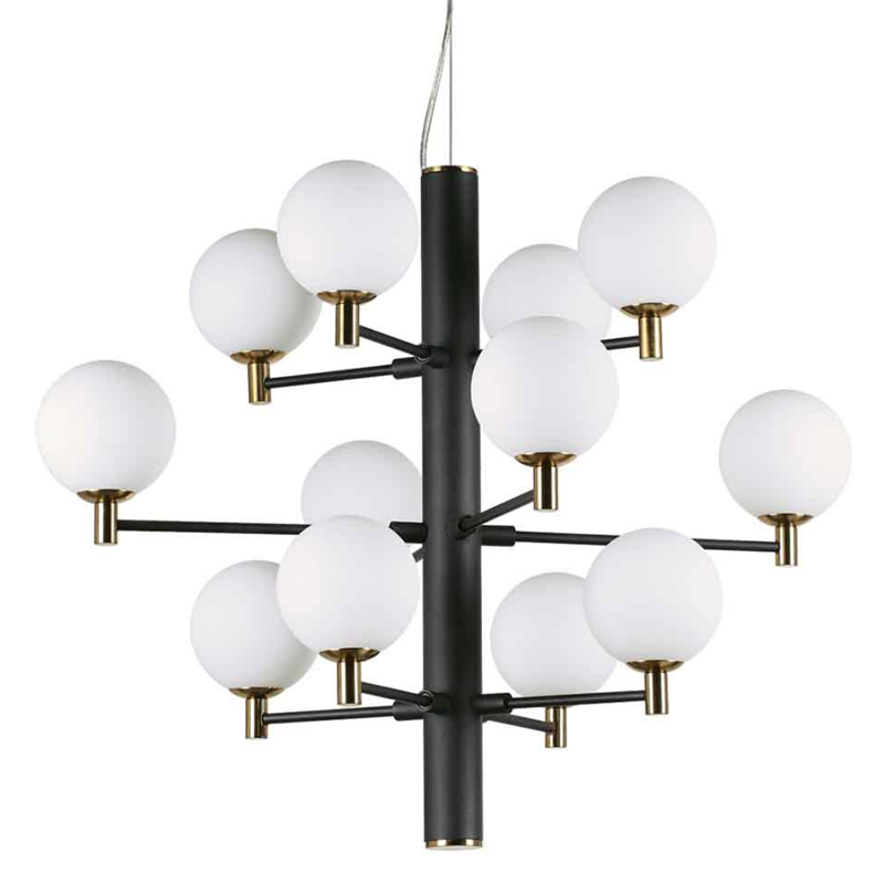 Люстра Italian Globe Abstraction Light  White and Black 12 Белый Золотой Черный в Перми | Loft Concept 