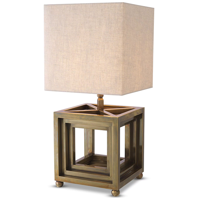 Настольная лампа Eichholtz Table Lamp Bellagio Brass Винтажная латунь Бежево-серый в Перми | Loft Concept 