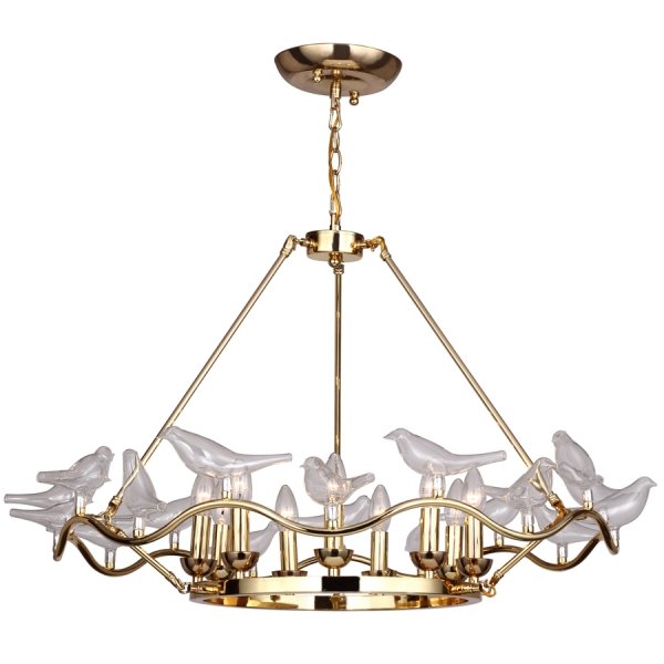 Люстра Dove Chandelier Glass Bird 9 Золотой в Перми | Loft Concept 