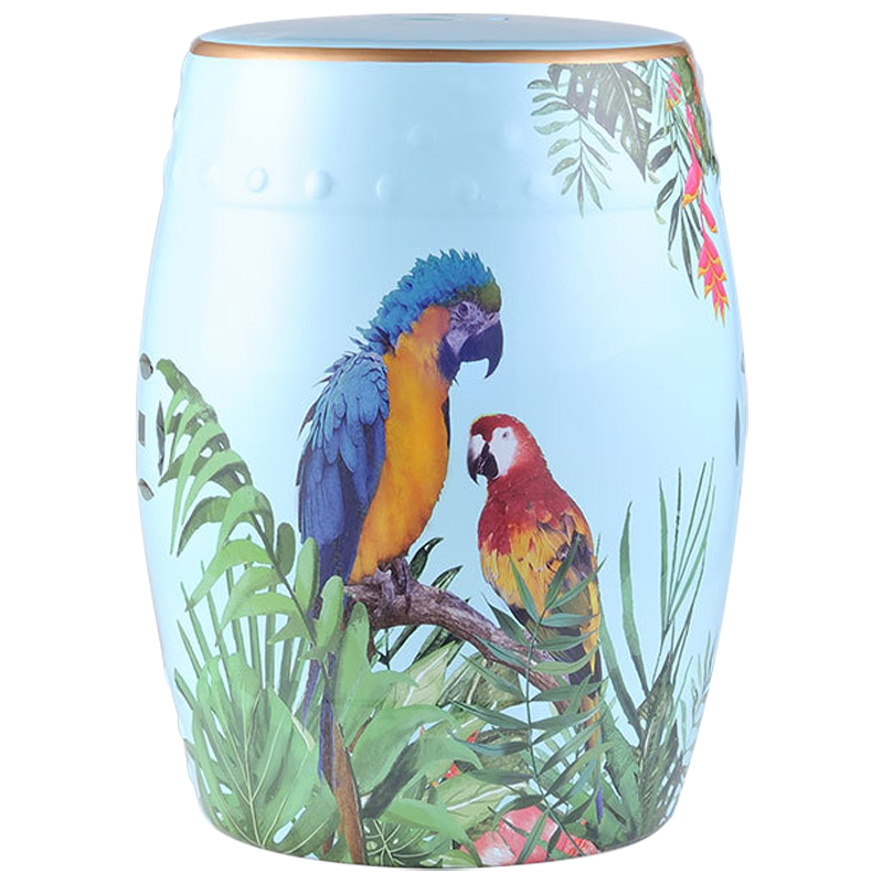 Керамический табурет Parrots Tropical Animal Ceramic Stool Blue Голубой Мульти в Перми | Loft Concept 