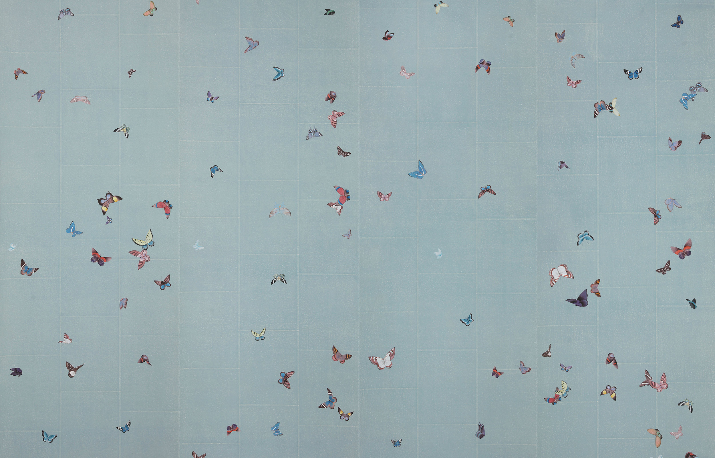 Обои ручная роспись Butterflies Icarus on Azure India tea paper Обои ручная роспись Butterflies Icarus on Azure India tea paper - постер Loft-Concept в Перми