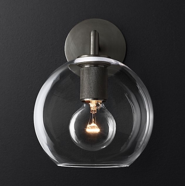 Бра RH Utilitaire Globe Shade Single Sconce Black Черный Темная бронза в Перми | Loft Concept 