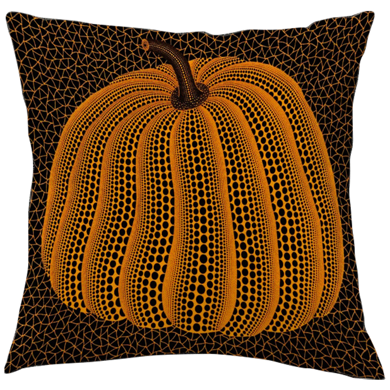 Декоративная подушка Yayoi Kusama Pumpkin Orange Черный Оранжевый в Перми | Loft Concept 