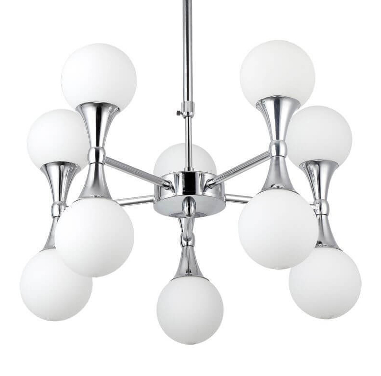 Люстра Ball Valley Chandelier Chromium 10 Белый Хром в Перми | Loft Concept 