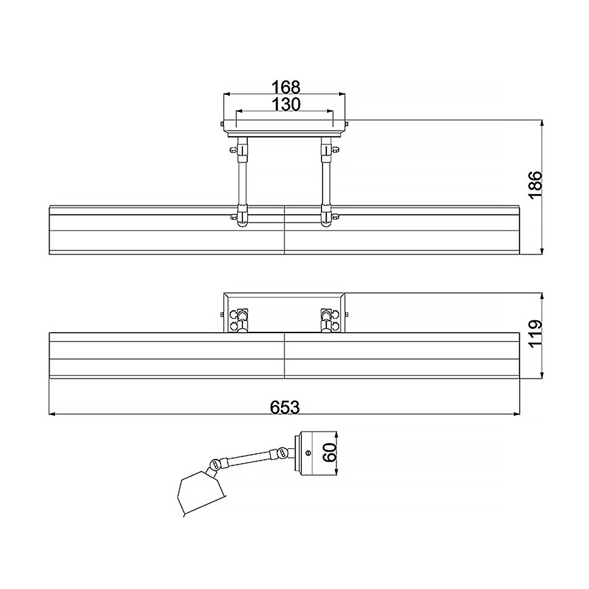 Светильник для картин с призматическим плафоном и двойными регулируемыми шарнирами Elstead Lighting в Перми