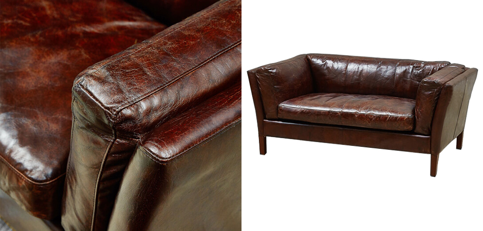 Диван RH SORENSEN Sofa Brown leather double Диван RH SORENSEN Sofa Brown leather double - Loft-Concept в Перми