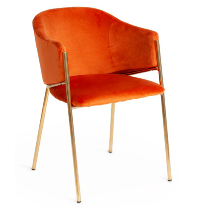 Стул Faisal Orange Velvet Chair Оранжевый Глянцевое золото в Перми | Loft Concept 