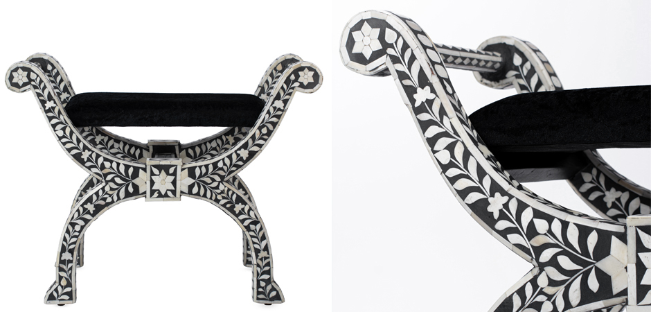 Табурет отделка кость черный BONE INLAY Jenny Stool Табурет отделка кость черный BONE INLAY Jenny Stool - Loft-Concept в Перми