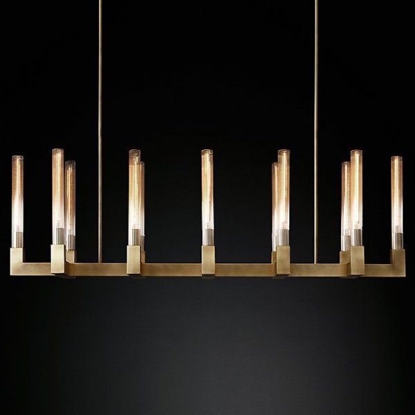 Люстра RH CANELLE Linear Chandelier 12 Modern Brass Латунь в Перми | Loft Concept 