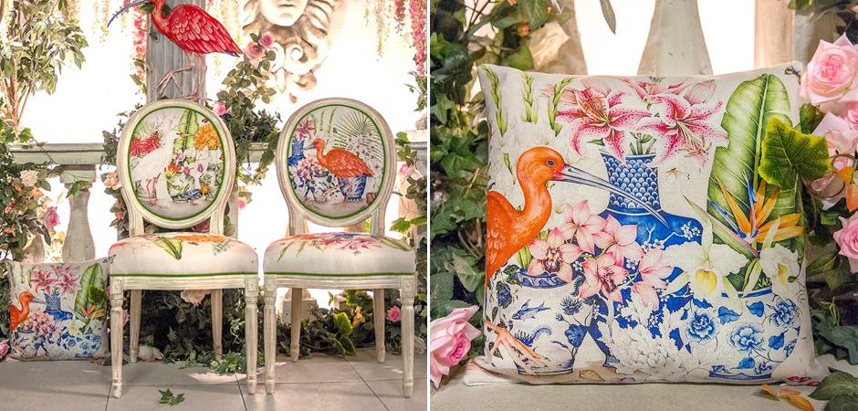 Декоративная подушка Flowers and Scarlet Ibis Pillow Декоративная подушка Flowers and Scarlet Ibis Pillow - Loft-Concept в Перми