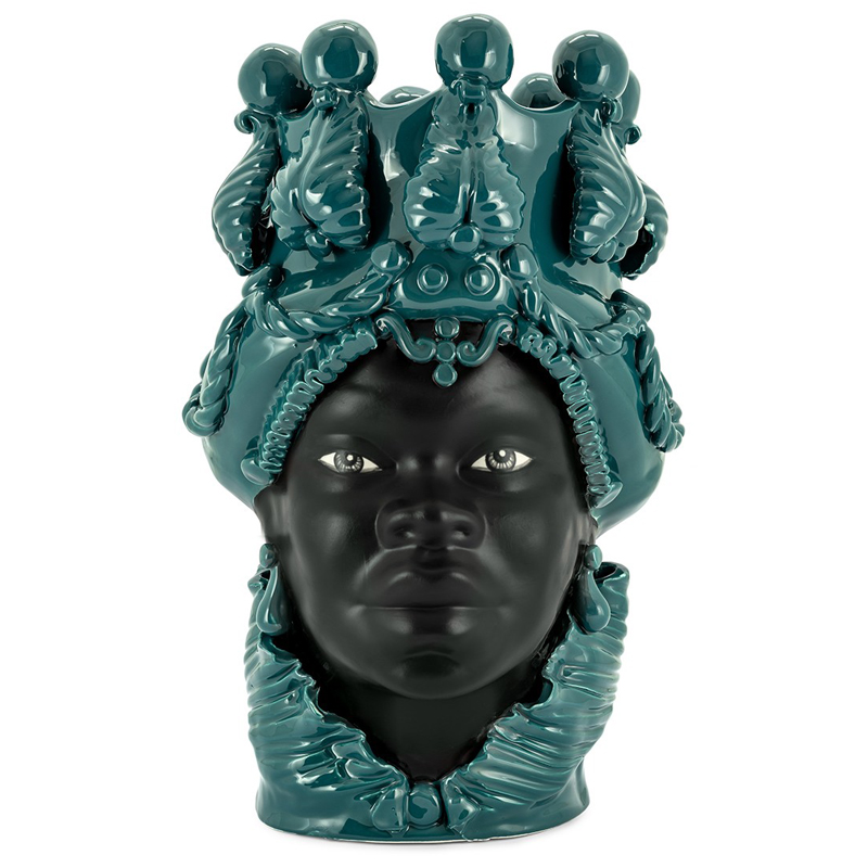 Ваза VASE MORO BIG LADY SIMPLY MAT dark turquoise Черный Бирюзовый в Перми | Loft Concept 