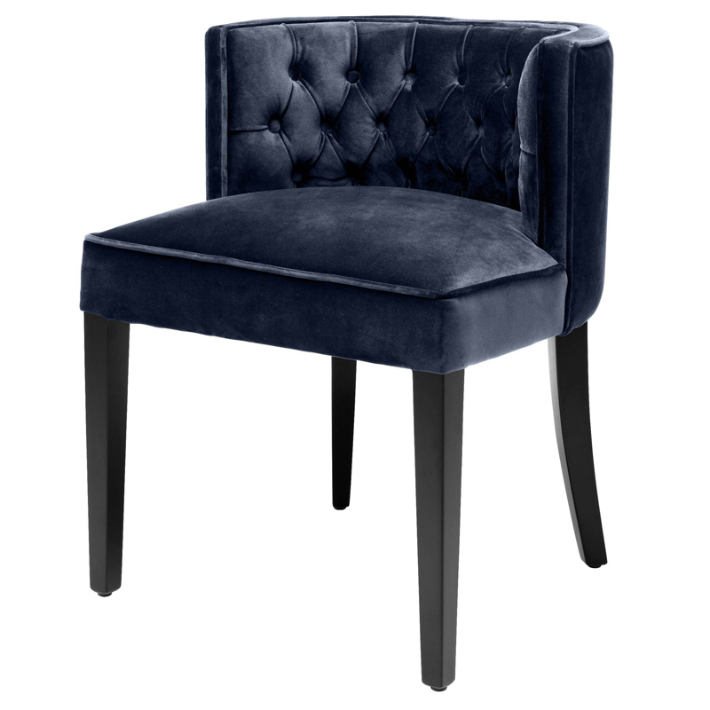 Стул Eichholtz Dining Chair Dearborn blue Темно-синий Черный в Перми | Loft Concept 