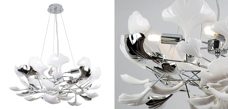 Люстра Wintery flover Chrome с Белыми декоративными плафонами Люстра Wintery flover Chrome с Белыми декоративными плафонами - Loft-Concept в Перми