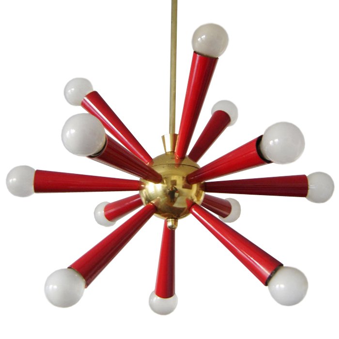 Люстра Mid Century Modern ATOMIC Sputnik Red Красный (Red) Золотой в Перми | Loft Concept 