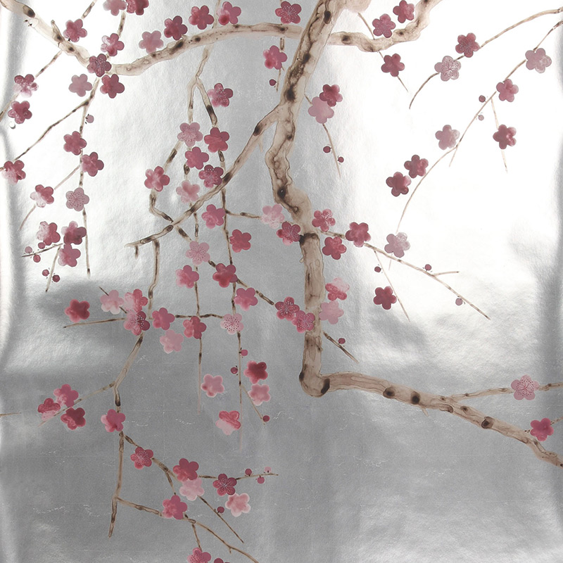 Обои ручная роспись Plum Blossom Blossom on Tarnished Silver gilded paper  в Перми | Loft Concept 