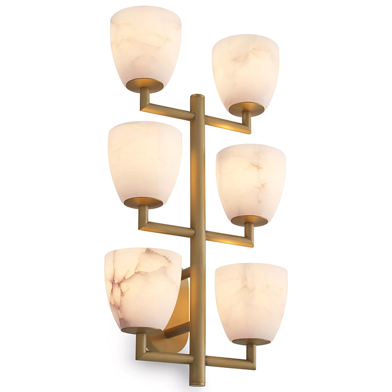 Настенный светильник Eichholtz Wall Lamp Valerius Латунь Белый Мрамор Bianco ivory ( слоновая кость ) в Перми | Loft Concept 