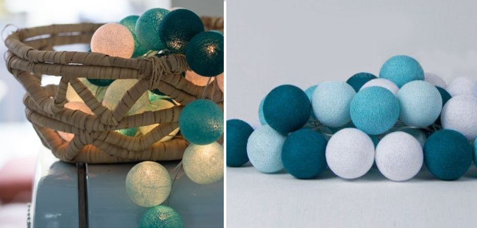 Гирлянда хлопковые фонарики Сotton Ball Aqua - Loft-Concept в Перми