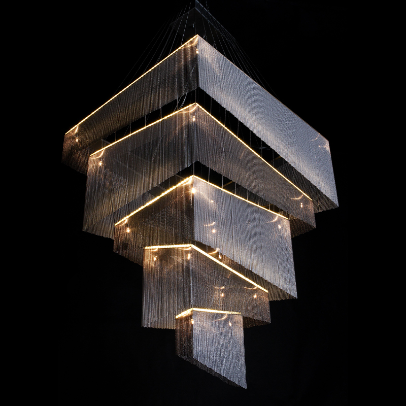 Люстра Серебряные цепочки Willowlamp Geometric Storm Silver Серебряный в Перми | Loft Concept 