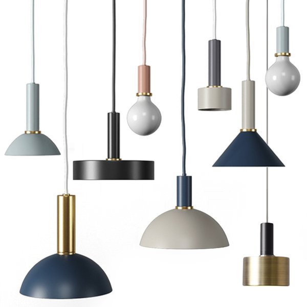 Подвесной светильник Ferm Living Socket Pendant High  Черный Латунь Голубой пастельный Темно-синий Белый Дымчатая Роза в Перми | Loft Concept 