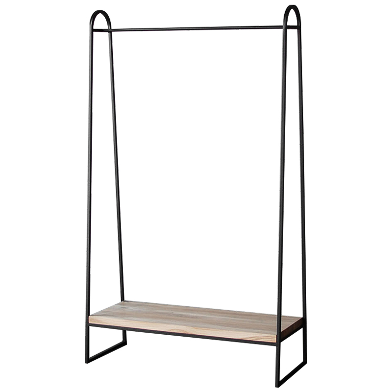 Рейл Amba Industrial Metal Rust Clothes Rail Черный Светлый дуб в Перми | Loft Concept 