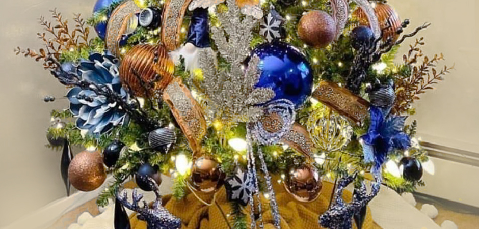 Дизайнерская Ель Синие Цветы Christmas tree Blue flowers Дизайнерская Ель Синие Цветы Christmas tree Blue flowers - Loft-Concept в Перми