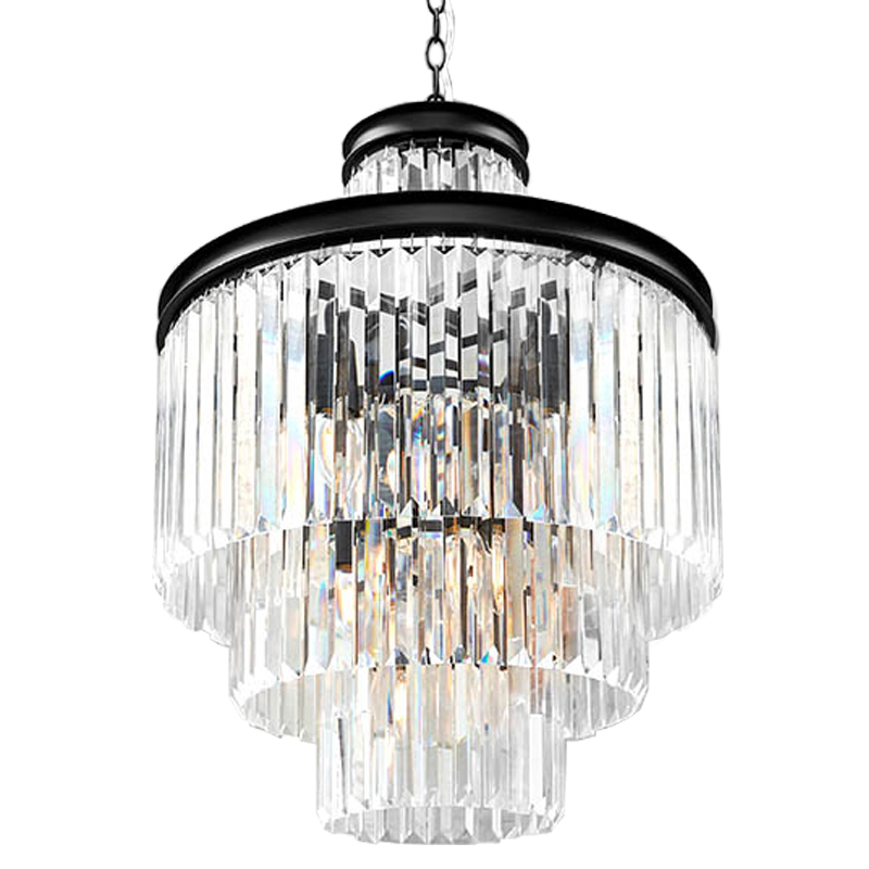 Люстра RH Odeon Chandelier Four Black 50 Прозрачное Стекло Черный в Перми | Loft Concept 