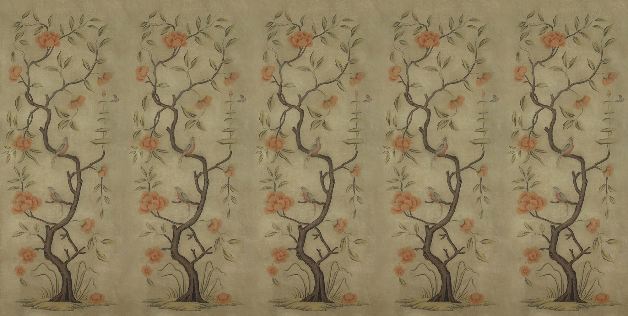 Обои ручная роспись Gustavian Tree of Life Special Colourway on brown Williamsburg Обои ручная роспись Gustavian Tree of Life Special Colourway on brown Williamsburg - постер Loft-Concept в Перми
