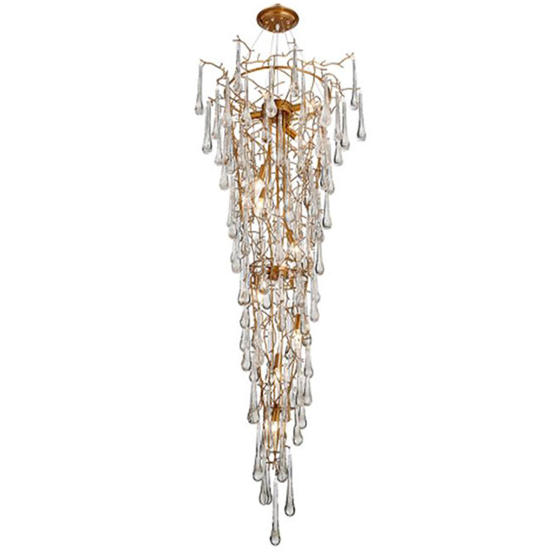 Люстра Waterfall Chandelier Crystal Drops Золотой Прозрачный в Перми | Loft Concept 