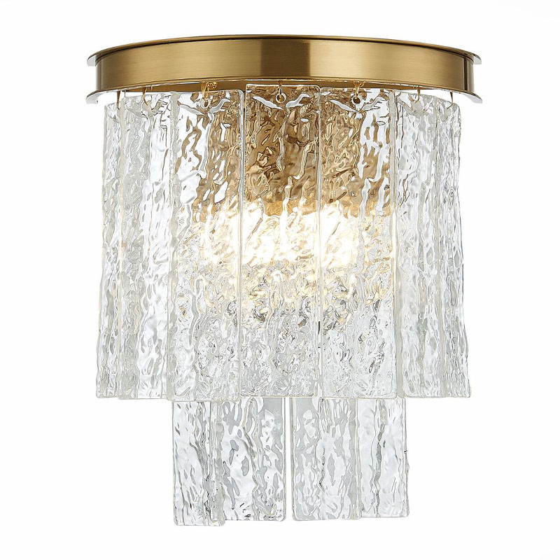 Бра Renea Textured Glass Wall Lamp Brass Латунь Прозрачное Стекло в Перми | Loft Concept 