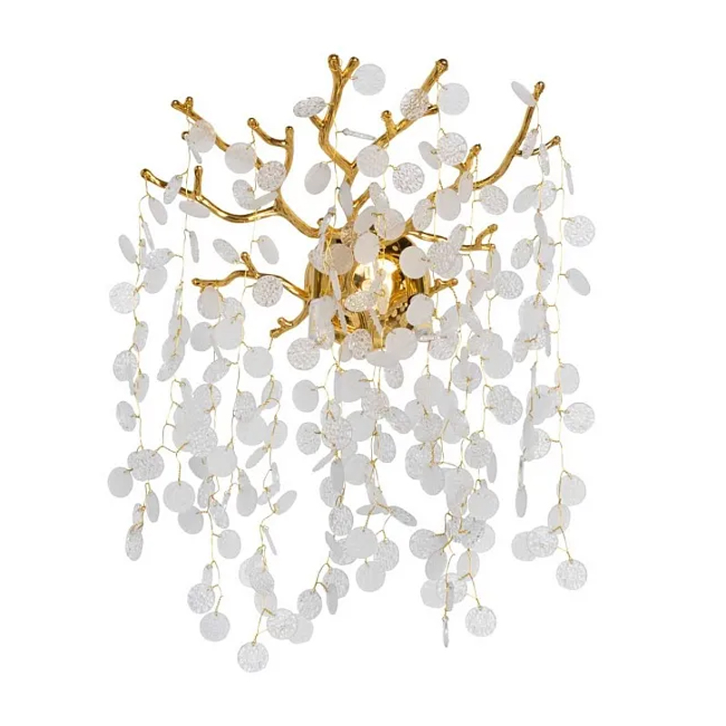 Бра золотого цвета с ветвями и круглыми рельефными подвесками FAIRYTREE Light Золотой Прозрачный в Перми | Loft Concept 