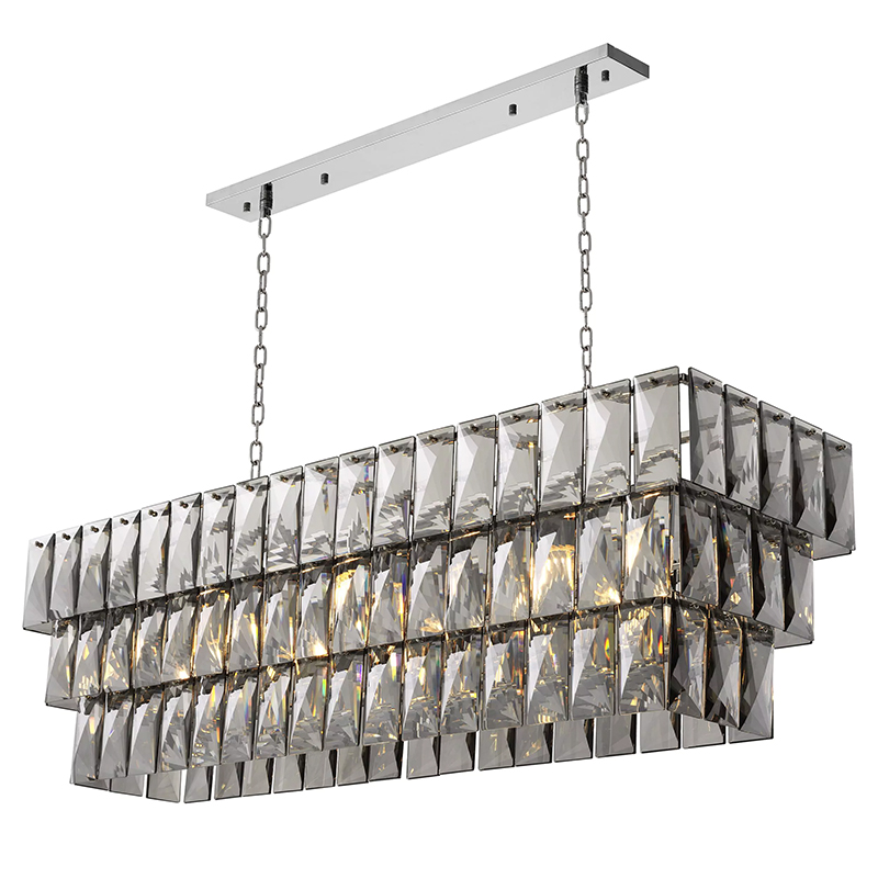 Люстра Eichholtz Chandelier Amazone Rectangular Nickel Никель Стекло Смок в Перми | Loft Concept 