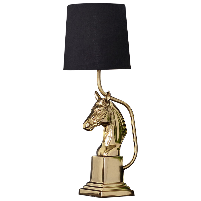 Настольная лампа с абажуром Lampshade Horse Sculpture Gold Черный Глянцевое золото в Перми | Loft Concept 