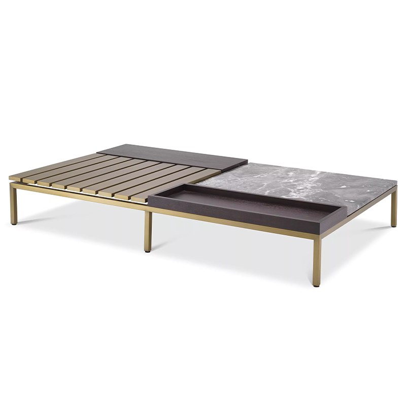 Кофейный стол Eichholtz Coffee Table Forma Латунь Серый Коричневый в Перми | Loft Concept 