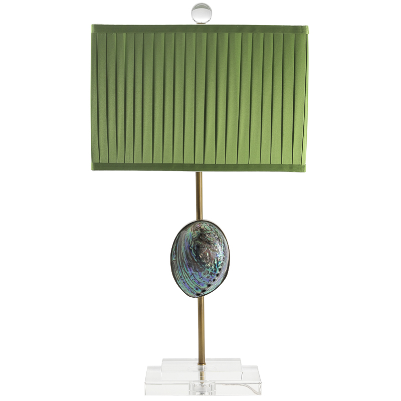 Настольная лампа с абажуром Green Semiprecious Stone Table Lamp Зеленый Прозрачное Стекло Латунь Перламутровый в Перми | Loft Concept 