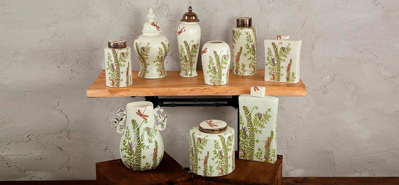 Ваза керамическая белая с орнаментом Evelyn - фото