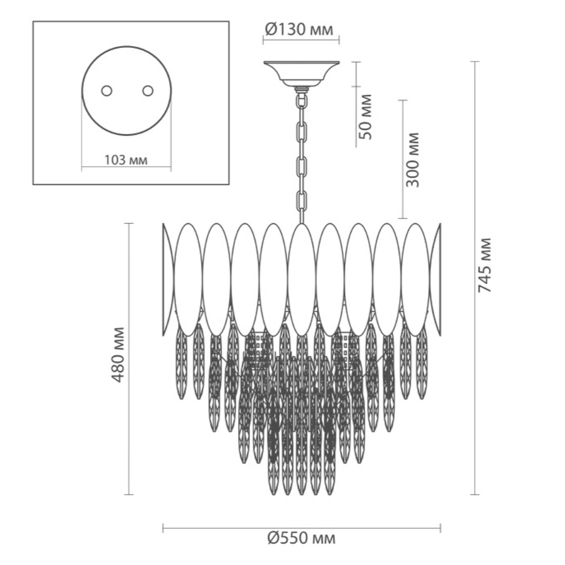 Люстра KEBO KING CHANDELIER four cascades D 55 в Перми