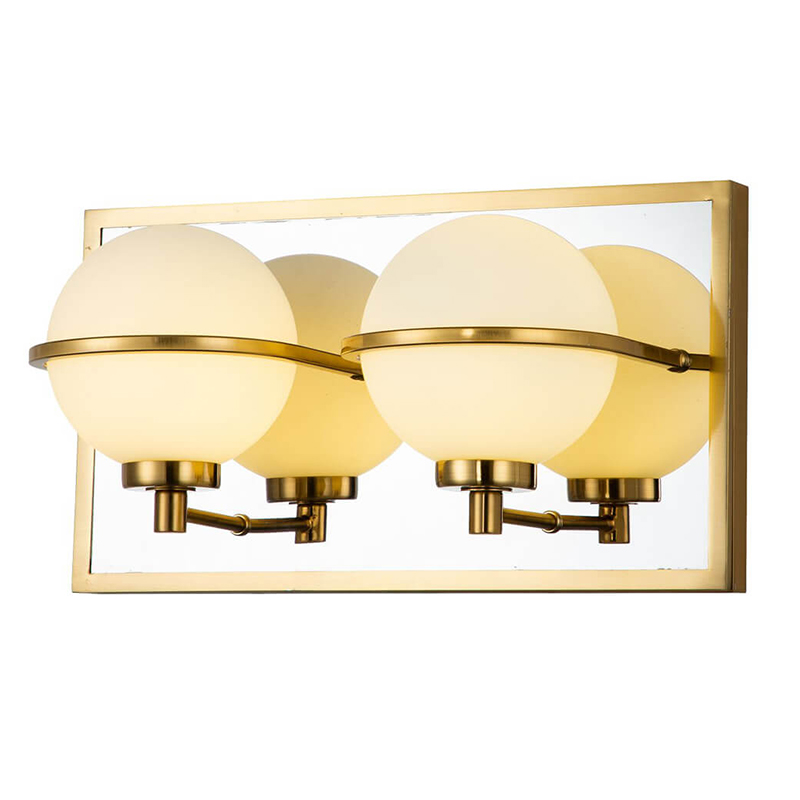 Бра Two Balls Reflection Wall Lamp Латунь Белый в Перми | Loft Concept 